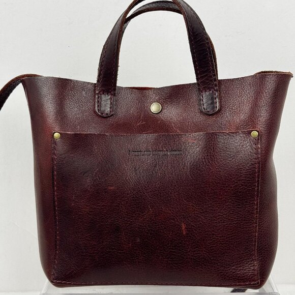 Vtg Portland Leather Goods Mini Crossbody Purse Brown Nutmeg Full Grain Double - Picture 2 of 16